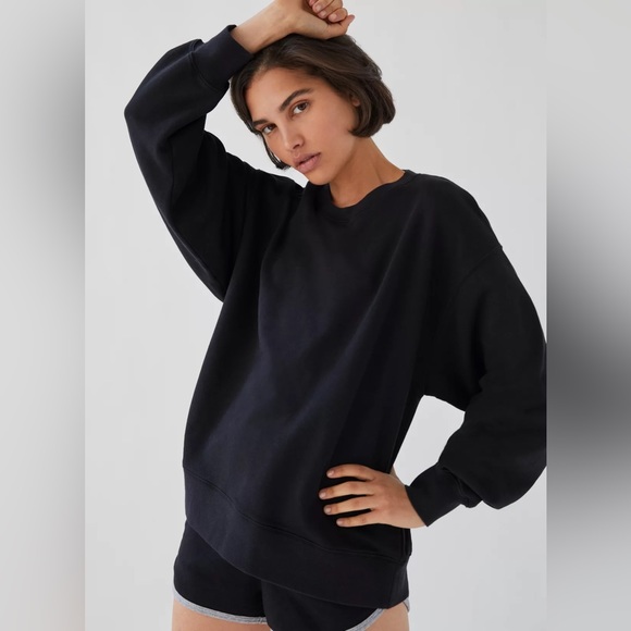 Tna Airy Fleece Boyfriend Crew Sweatshirt Size 1 Black - Picture 7 of 7